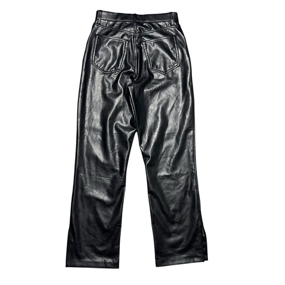 Abercrombie & Fitch Curve Love Vegan Leather 90s Straight Pant Black 27 - Picture 2 of 5